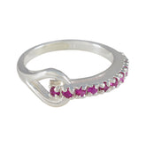 Nisa sterling silver ring with loop design and pave red stones red gemstone contemporary ring
